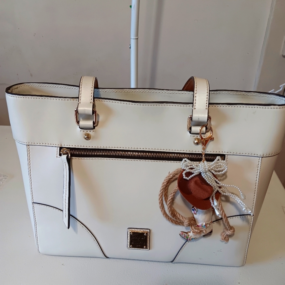 Dooney & Bourke White Tote Bag with Gold Hardware